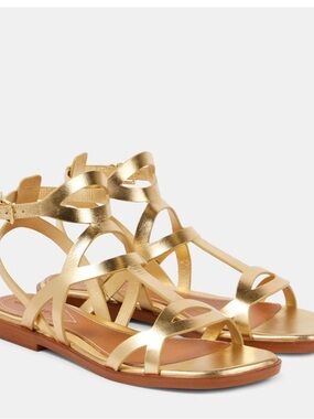 Zimmermann Metallic Gold Strappy Lace-Up Sandals